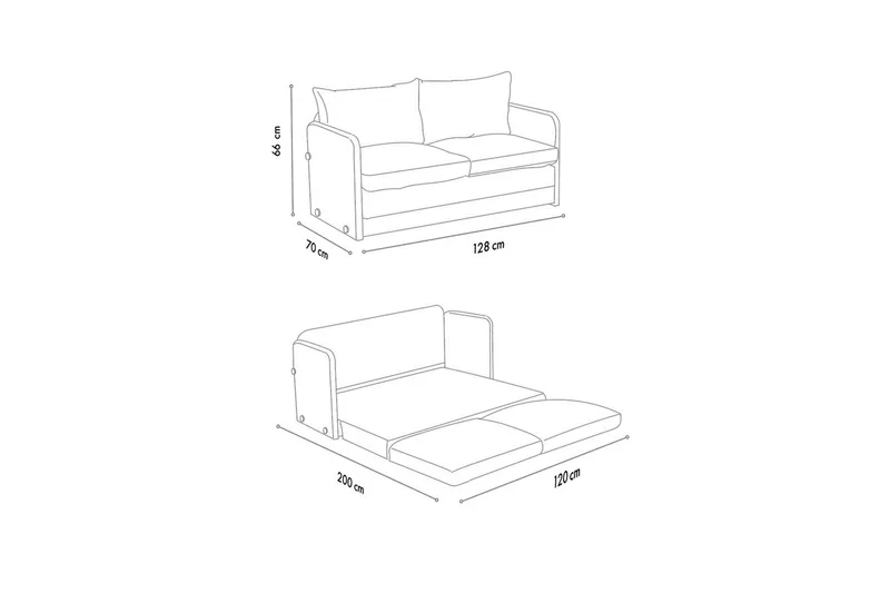 2-sits bäddsoffa Rubby (128 x 70 x 66 cm) Grädde - Grädde - Möbler - Vardagsrum - Bäddsoffor