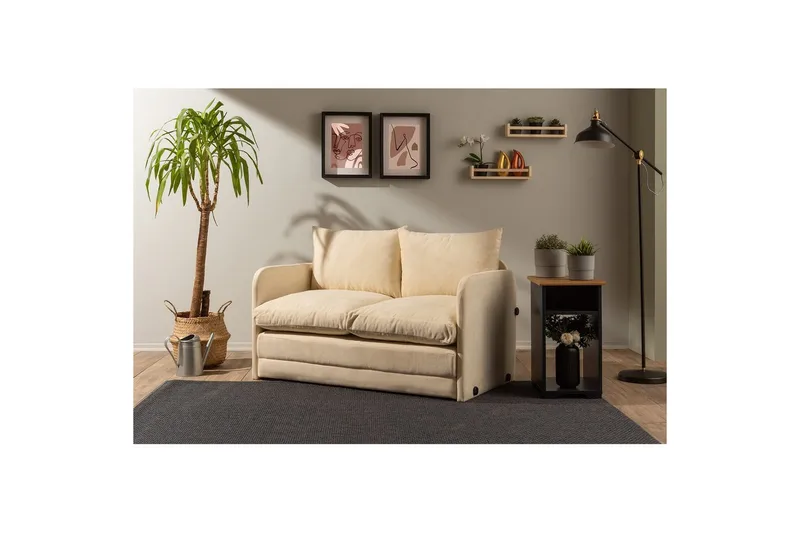 2-sits bäddsoffa Rubby (128 x 70 x 66 cm) Grädde - Grädde - Möbler - Vardagsrum - Bäddsoffor