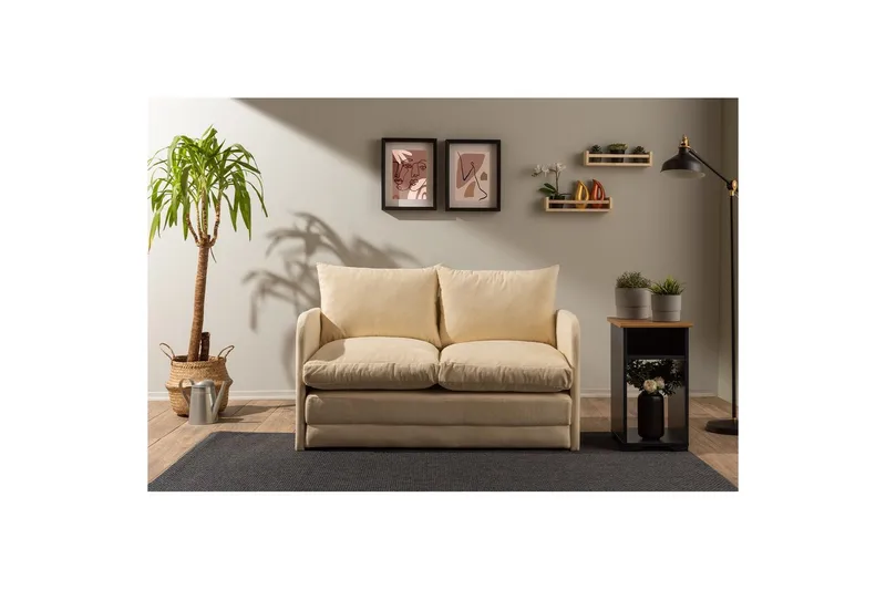2-sits bäddsoffa Rubby (128 x 70 x 66 cm) Grädde - Grädde - Möbler - Vardagsrum - Bäddsoffor