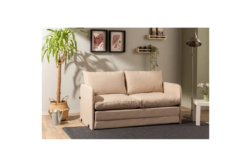 2-sits bäddsoffa Rubby (148 x 70 x 66 cm) Beige - Beige - Möbler - Vardagsrum - Bäddsoffor