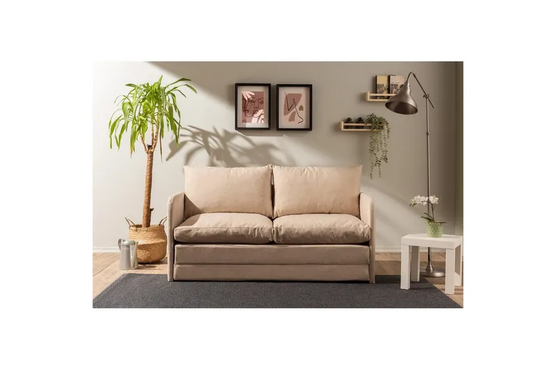 2-sits bäddsoffa Rubby (148 x 70 x 66 cm) Beige - Beige - Möbler - Vardagsrum - Bäddsoffor
