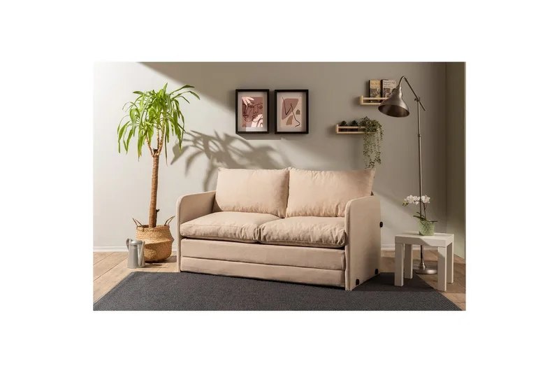 2-sits bäddsoffa Rubby (148 x 70 x 66 cm) Beige - Beige - Möbler - Vardagsrum - Bäddsoffor