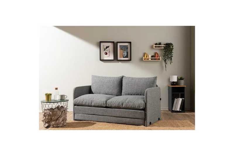 2-sits bäddsoffa Rubby (148 x 70 x 66 cm) Ljusgrå - Ljusgrå - Möbler - Vardagsrum - Bäddsoffor
