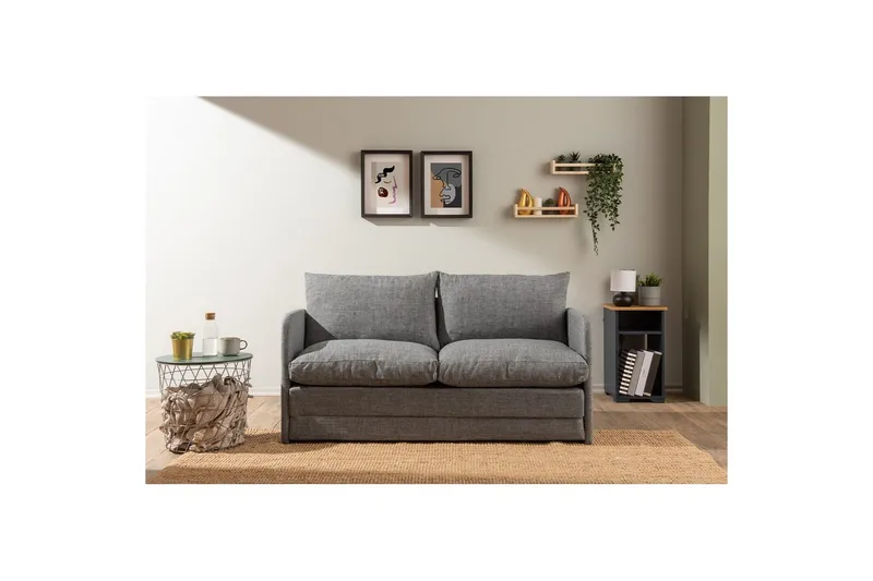 2-sits bäddsoffa Rubby (148 x 70 x 66 cm) Ljusgrå - Ljusgrå - Möbler - Vardagsrum - Bäddsoffor