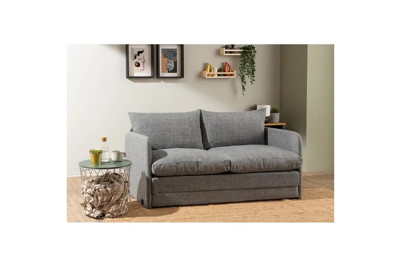 2-sits bäddsoffa Rubby (148 x 70 x 66 cm) Ljusgrå - Ljusgrå - Möbler - Vardagsrum - Bäddsoffor