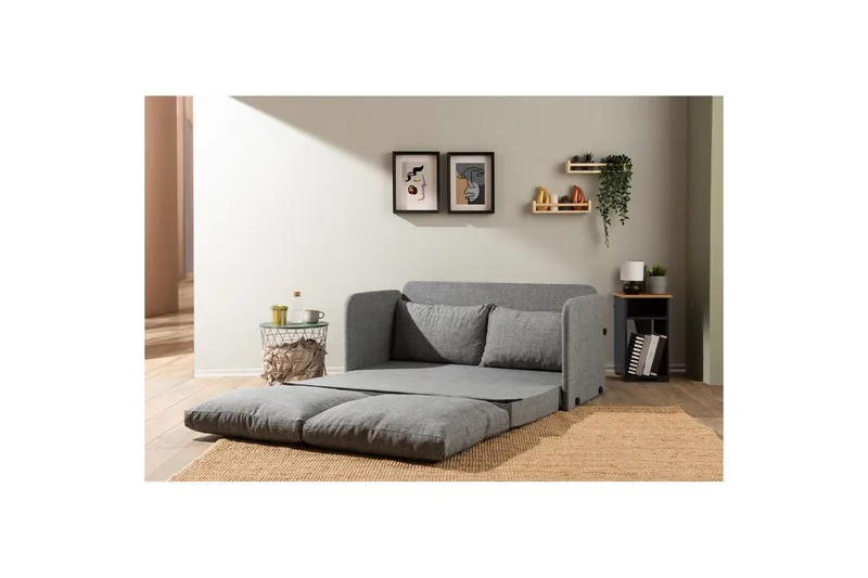 2-sits bäddsoffa Rubby (148 x 70 x 66 cm) Ljusgrå - Ljusgrå - Möbler - Vardagsrum - Bäddsoffor