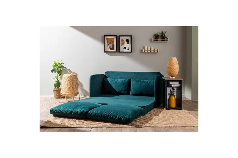 2-sits bäddsoffa Rubby (148 x 70 x 66 cm) Petrolgrön - Petrolgrön - Möbler - Vardagsrum - Bäddsoffor