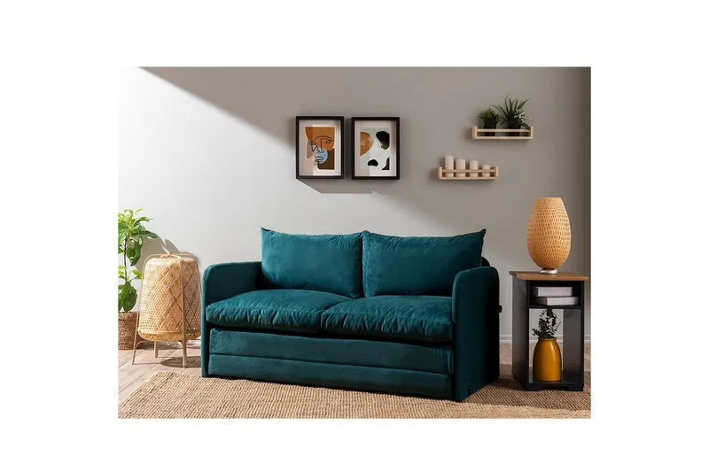 2-sits bäddsoffa Rubby (148 x 70 x 66 cm) Petrolgrön - Petrolgrön - Möbler - Vardagsrum - Bäddsoffor