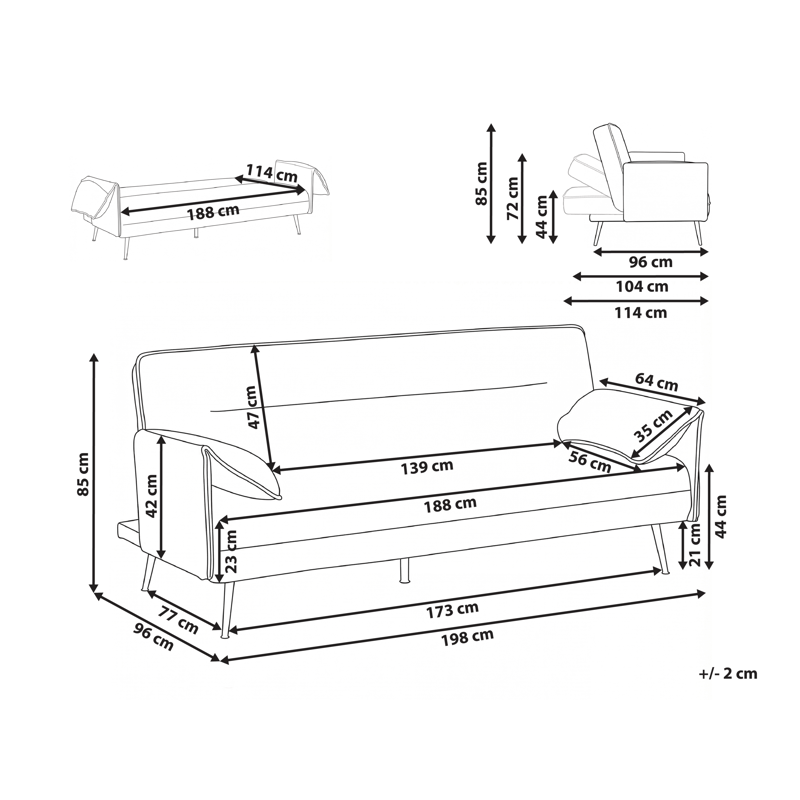 3-sits soffa Vayla - Off-White - Möbler - Vardagsrum - Bäddsoffor