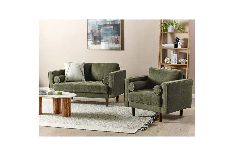 3-sits Soffgrupp Nurmo Grönt/mörkt trä - Grönt/mörkt trä - Möbler - Vardagsrum - Soffgrupper