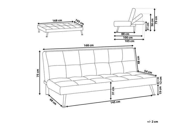 3-sitssoffa Hasle Beige, svart - Beige, svart - Möbler - Vardagsrum - Bäddsoffor