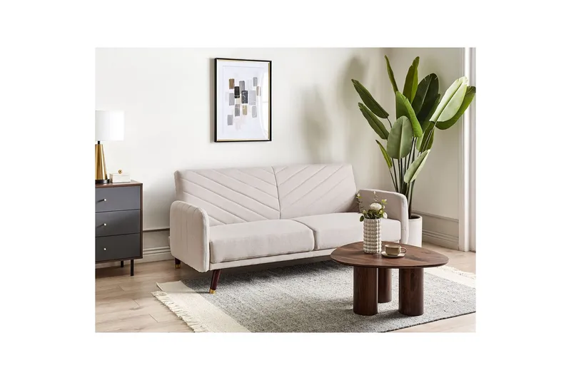 3-sitssoffa Senja Beige, mörkt trä, guld - Beige, mörkt trä, guld - Möbler - Vardagsrum - Bäddsoffor