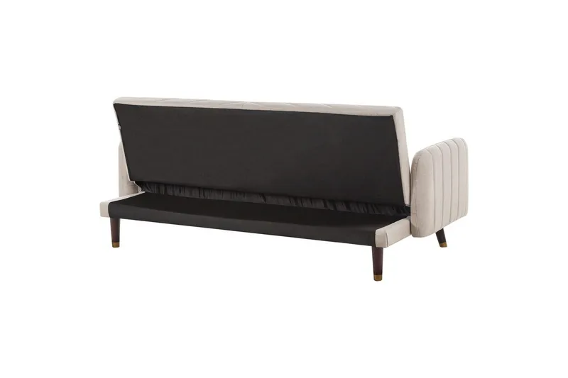 3-sitssoffa Senja Beige, mörkt trä, guld - Beige, mörkt trä, guld - Möbler - Vardagsrum - Bäddsoffor