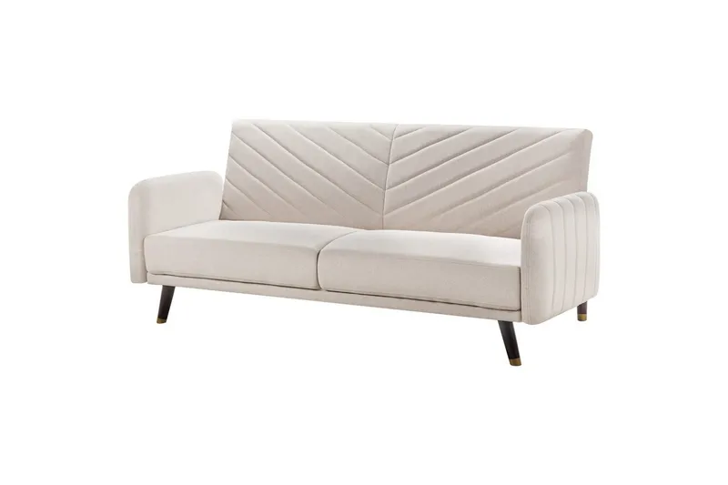 3-sitssoffa Senja Beige, mörkt trä, guld - Beige, mörkt trä, guld - Möbler - Vardagsrum - Bäddsoffor