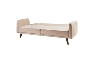 3-sitssoffa Senja Brunt, mörkt trä, guld - Beige - Möbler - Vardagsrum - Bäddsoffor