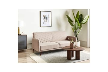 3-sitssoffa Senja Brunt, mörkt trä, guld - Beige - Möbler - Vardagsrum - Bäddsoffor