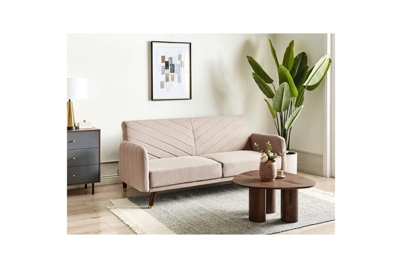 3-sitssoffa Senja Brunt, mörkt trä, guld - Beige - Möbler - Vardagsrum - Bäddsoffor