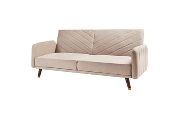 3-sitssoffa Senja Brunt, mörkt trä, guld - Beige - Möbler - Vardagsrum - Bäddsoffor