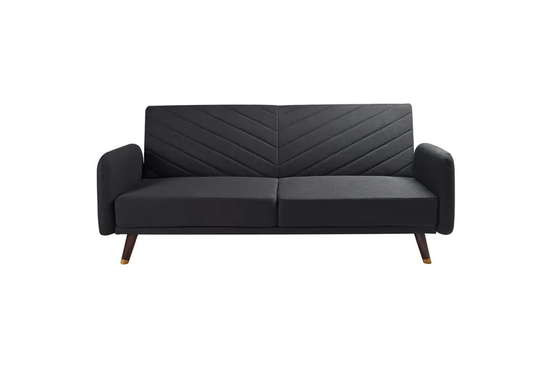 3-sitssoffa Senja Svart, mörkt trä, guld, Svart, mörkt trä, guld