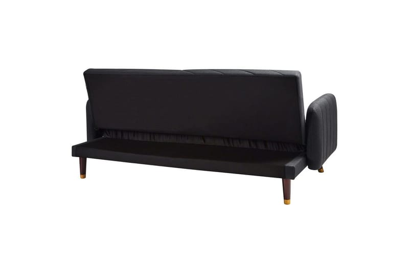 3-sitssoffa Senja Svart, mörkt trä, guld - Svart, mörkt trä, guld - Möbler - Vardagsrum - Bäddsoffor