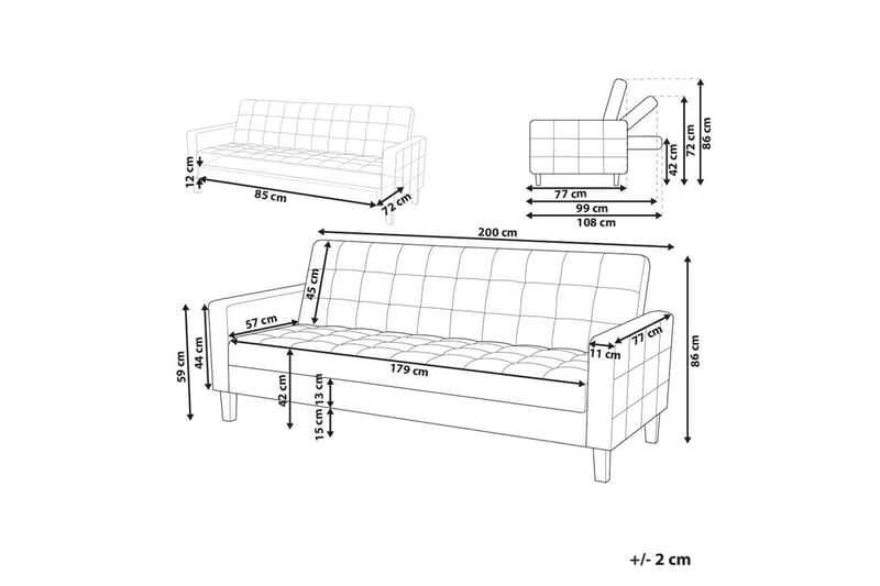3-sitssoffa Vehkoo Gult, ljust trä - Gult, ljust trä - Möbler - Vardagsrum - Bäddsoffor