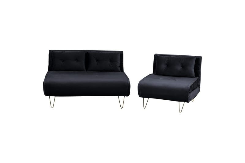 3-sitssoffa Vestfold Svart, guld, Svart, guld