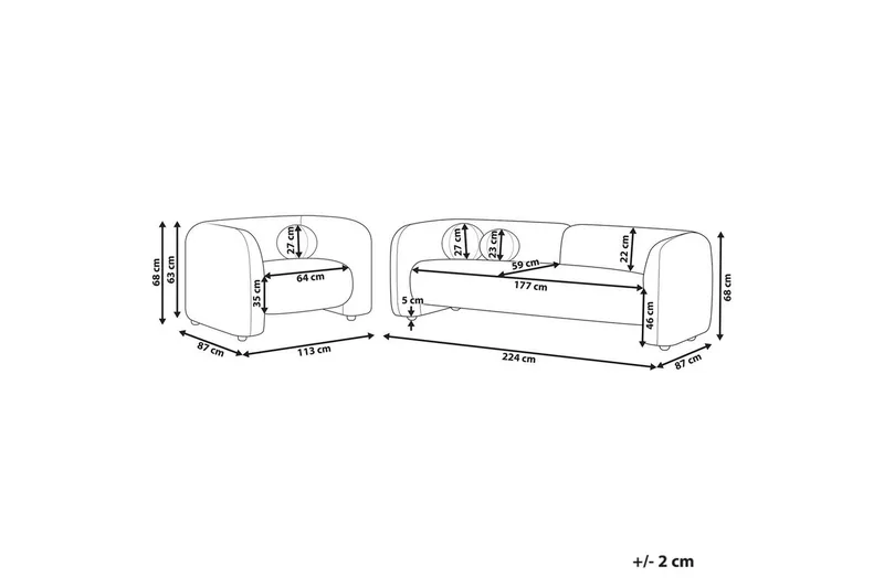 4-sits Soffgrupp Leiren Off-white - Off-white - Möbler - Vardagsrum - Soffgrupper