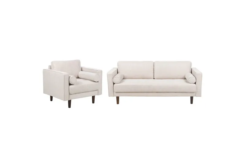 4-sits Soffgrupp Nurmo Beige/mörkt trä, Beige/mörkt trä
