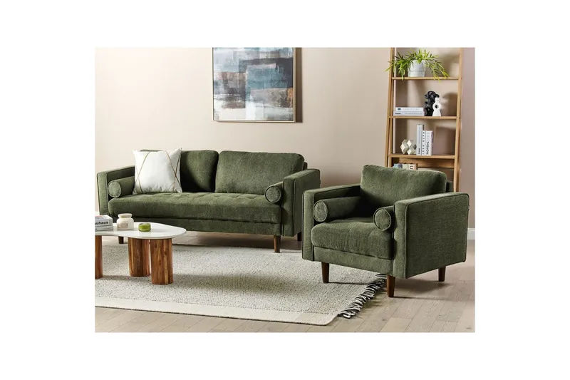 4-sits Soffgrupp Nurmo Grönt/mörkt trä - Grönt/mörkt trä - Möbler - Vardagsrum - Soffgrupper