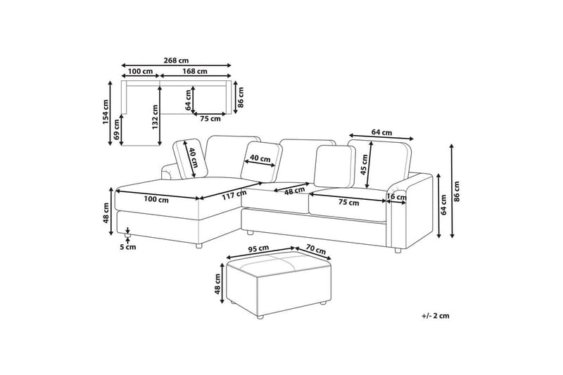 4-sitssoffa Kohlo Beige/svart, Högervänd - Beige/svart, Högervänd - Möbler - Vardagsrum - Soffgrupper