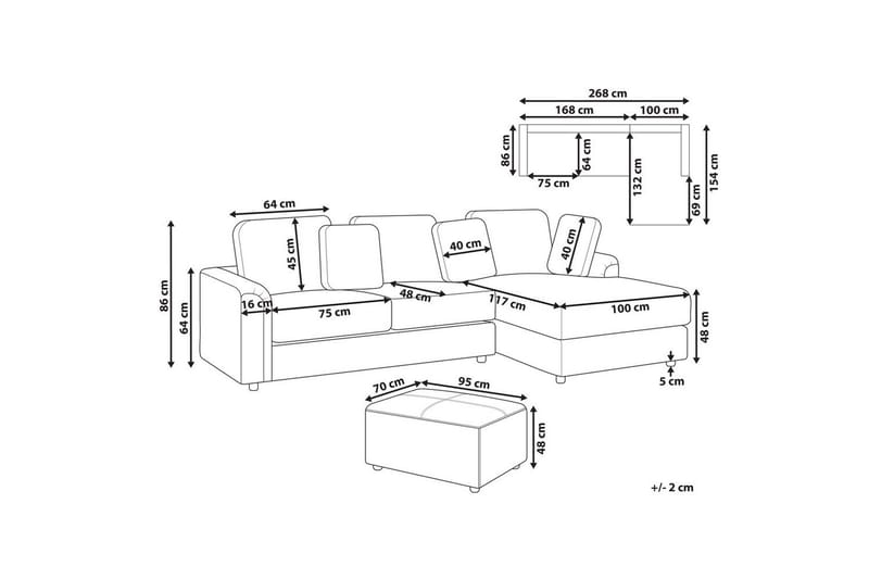 4-sitssoffa Kohlo Beige/svart, Vänstervänd - Beige/svart, Vänstervänd - Möbler - Vardagsrum - Soffgrupper