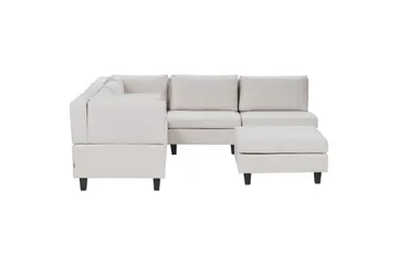 5-sits Hörnsoffa med fotpall Unstad Beige/svart, Högervänd, Polyester - Beige/svart, Högervänd, Polyester - Möbler - Vardagsrum - Soffor - Modulsoffor - Komplett modulsoffa