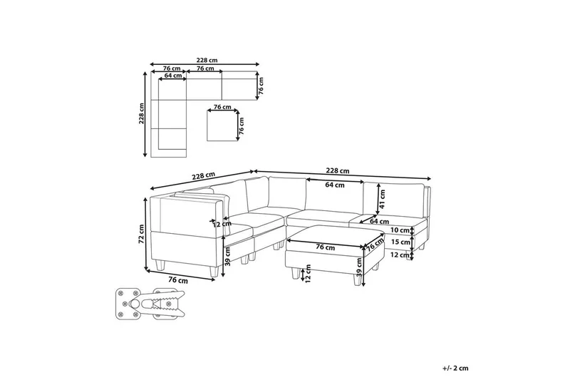 5-sits Hörnsoffa med fotpall Unstad Beige/svart, Högervänd, Polyester - Beige/svart, Högervänd, Polyester - Möbler - Vardagsrum - Soffor - Modulsoffor - Komplett modulsoffa