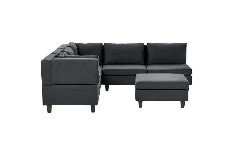 5-sits Hörnsoffa med fotpall Unstad Svart, Högervänd, Polyester - Svart, Högervänd, Polyester - Möbler - Vardagsrum - Soffor - Modulsoffor - Komplett modulsoffa