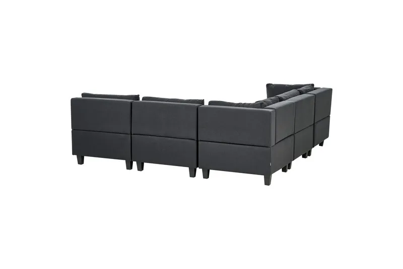 5-sits Hörnsoffa med fotpall Unstad Svart, Högervänd, Polyester - Svart, Högervänd, Polyester - Möbler - Vardagsrum - Soffor - Modulsoffor - Komplett modulsoffa