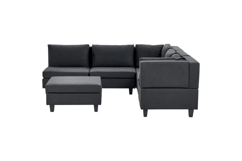 5-sits Hörnsoffa med fotpall Unstad Svart/svart, Vänstervänd, Polyester - Svart/svart, Vänstervänd, Polyester - Möbler - Vardagsrum - Soffor - Modulsoffor - Komplett modulsoffa