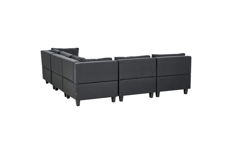 5-sits Hörnsoffa med fotpall Unstad Svart/svart, Vänstervänd, Polyester - Svart/svart, Vänstervänd, Polyester - Möbler - Vardagsrum - Soffor - Modulsoffor - Komplett modulsoffa