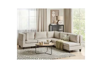 5-sits Hörnsoffa Unstad Beige/svart, Högervänd, Polyester - Beige/svart, Högervänd, Polyester - Möbler - Vardagsrum - Soffor - Modulsoffor - Komplett modulsoffa