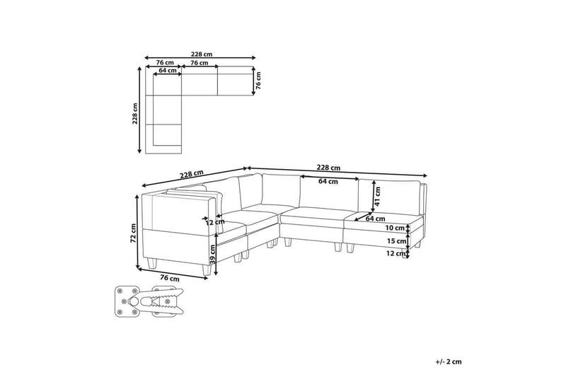5-sits Hörnsoffa Unstad Beige/svart, Högervänd, Polyester - Beige/svart, Högervänd, Polyester - Möbler - Vardagsrum - Soffor - Hörnsoffor