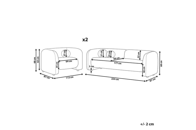 5-sits Soffgrupp Leiren Off-white - Off-white - Möbler - Vardagsrum - Soffgrupper