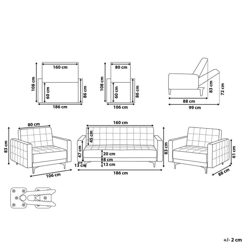 5-sits Soffset Aberdeen - Möbler - Vardagsrum - Soffgrupper - Chesterfield soffgrupp