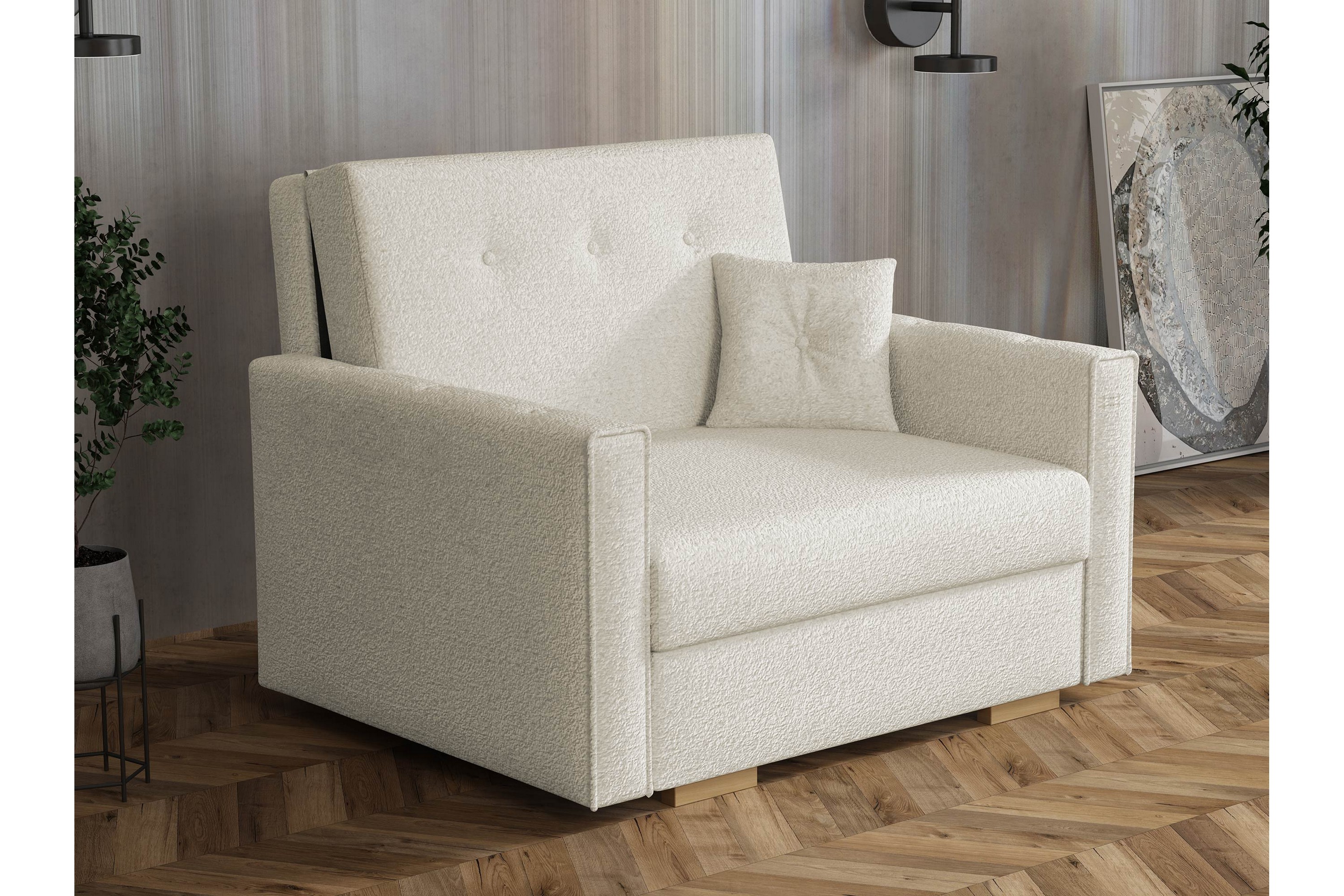 ajiz bäddsoffa 2-sits i bouclé - beige