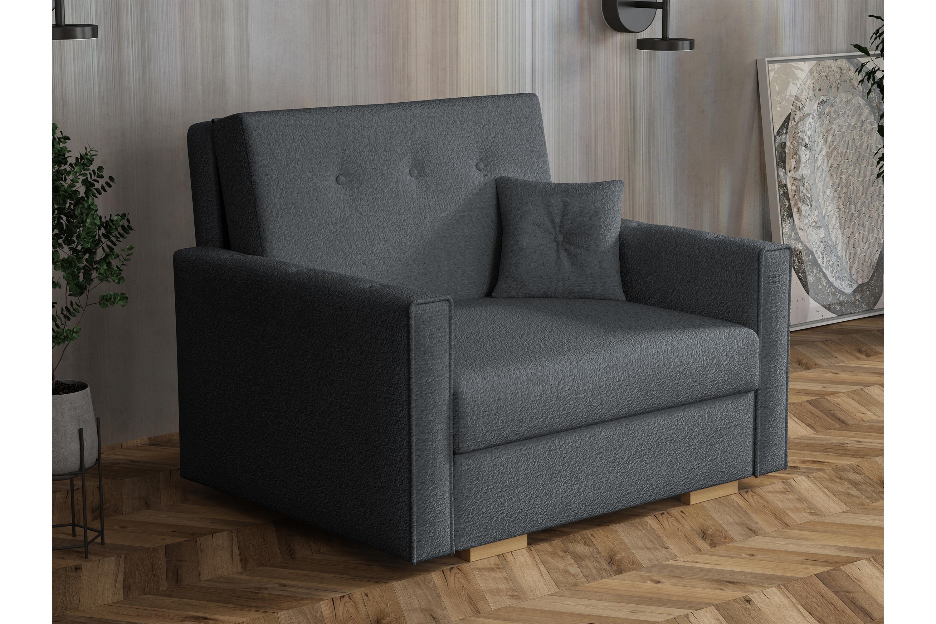 ajiz bäddsoffa 2-sits i bouclé - grå