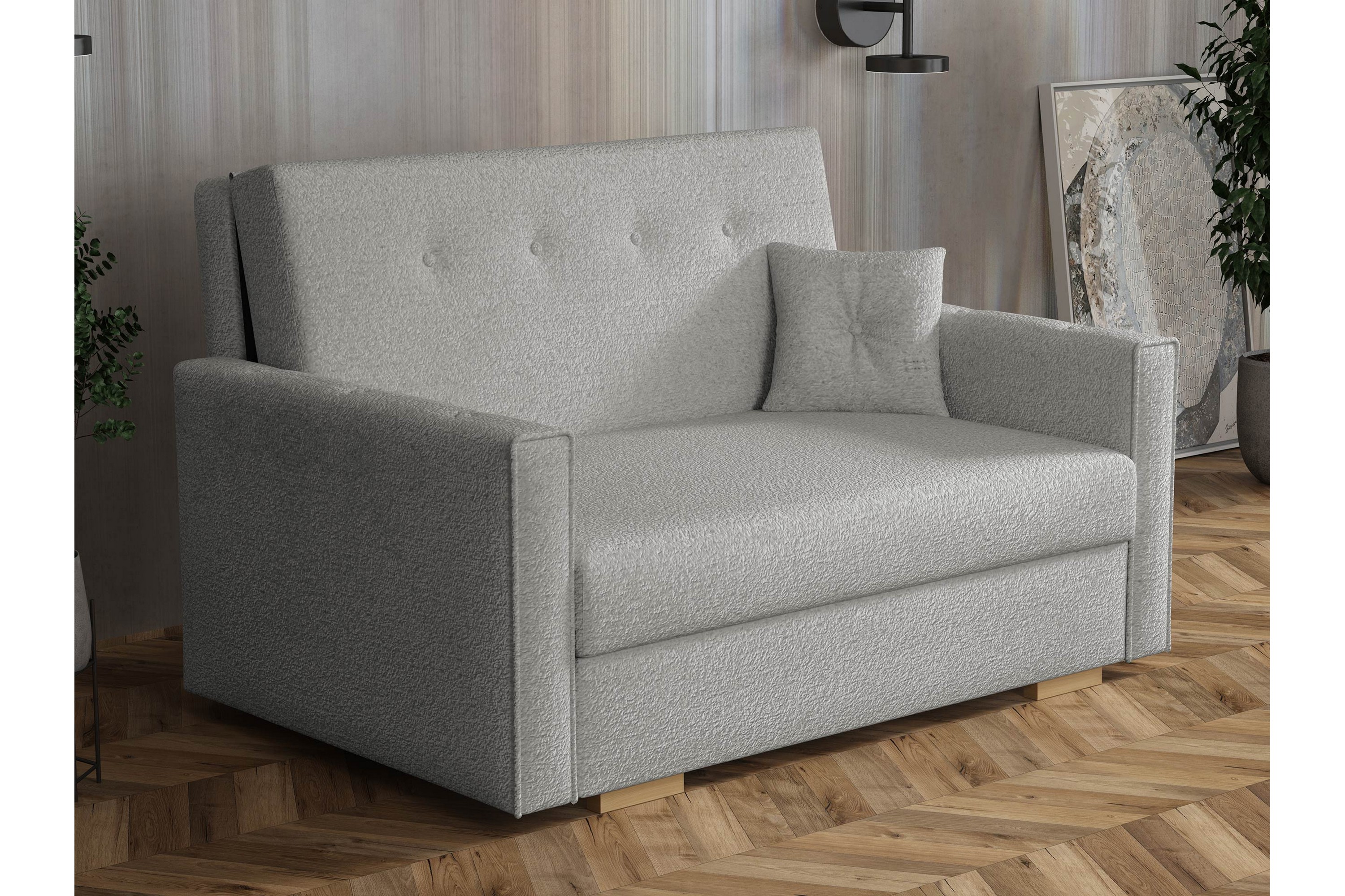 ajiz bäddsoffa 2-sits i bouclé - grå