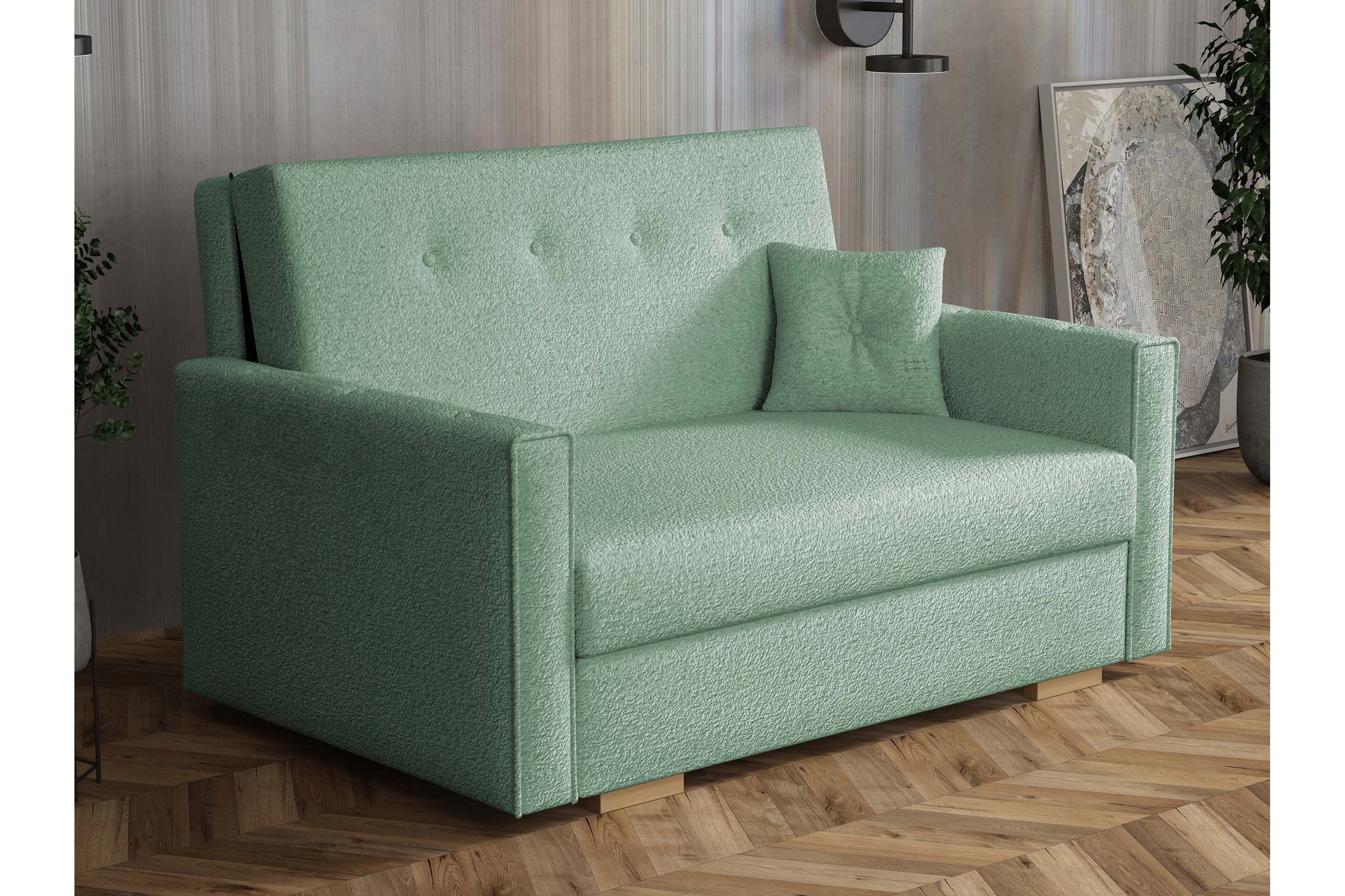 ajiz bäddsoffa 2-sits i bouclé - grön