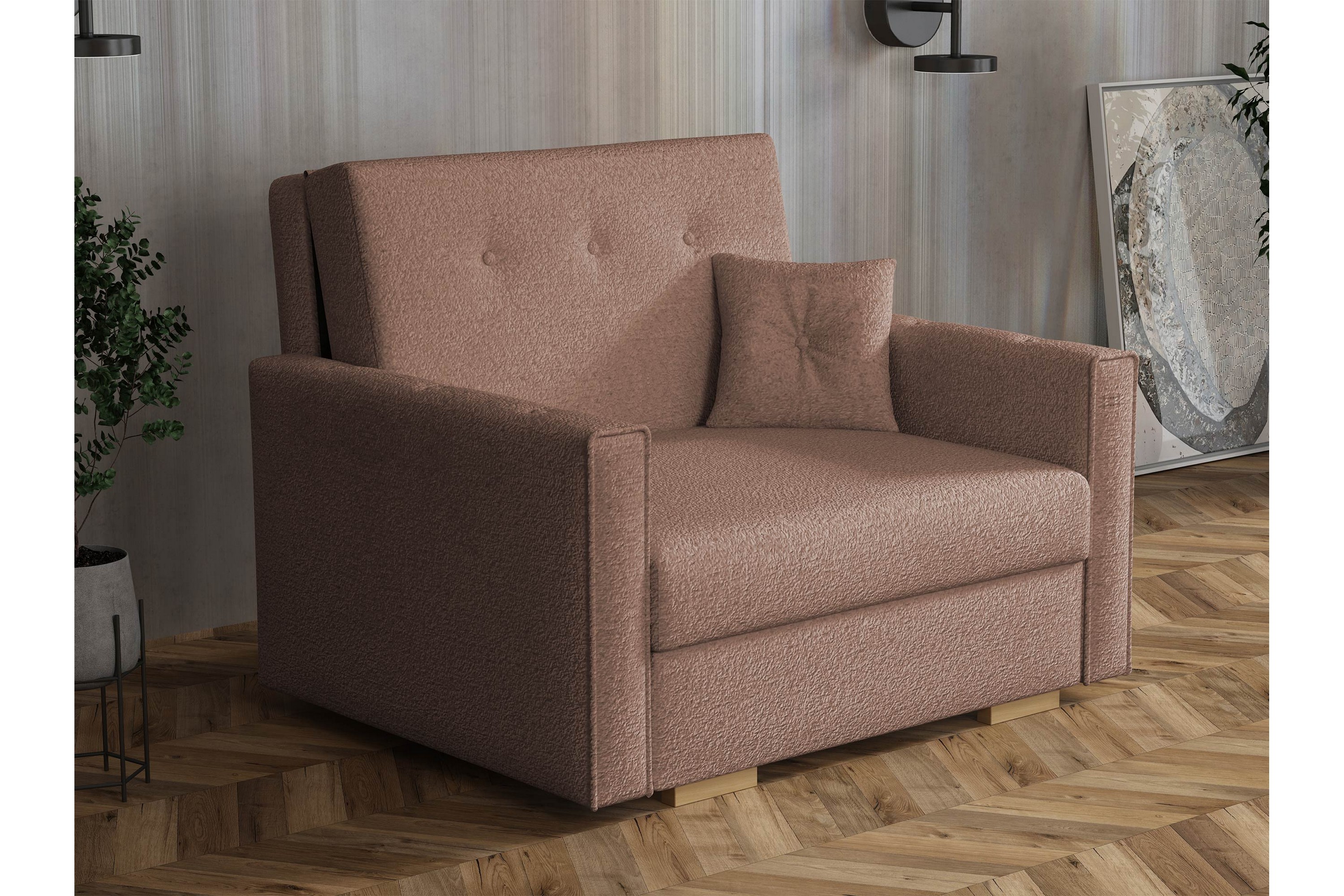 ajiz bäddsoffa 2-sits i bouclé - rosa