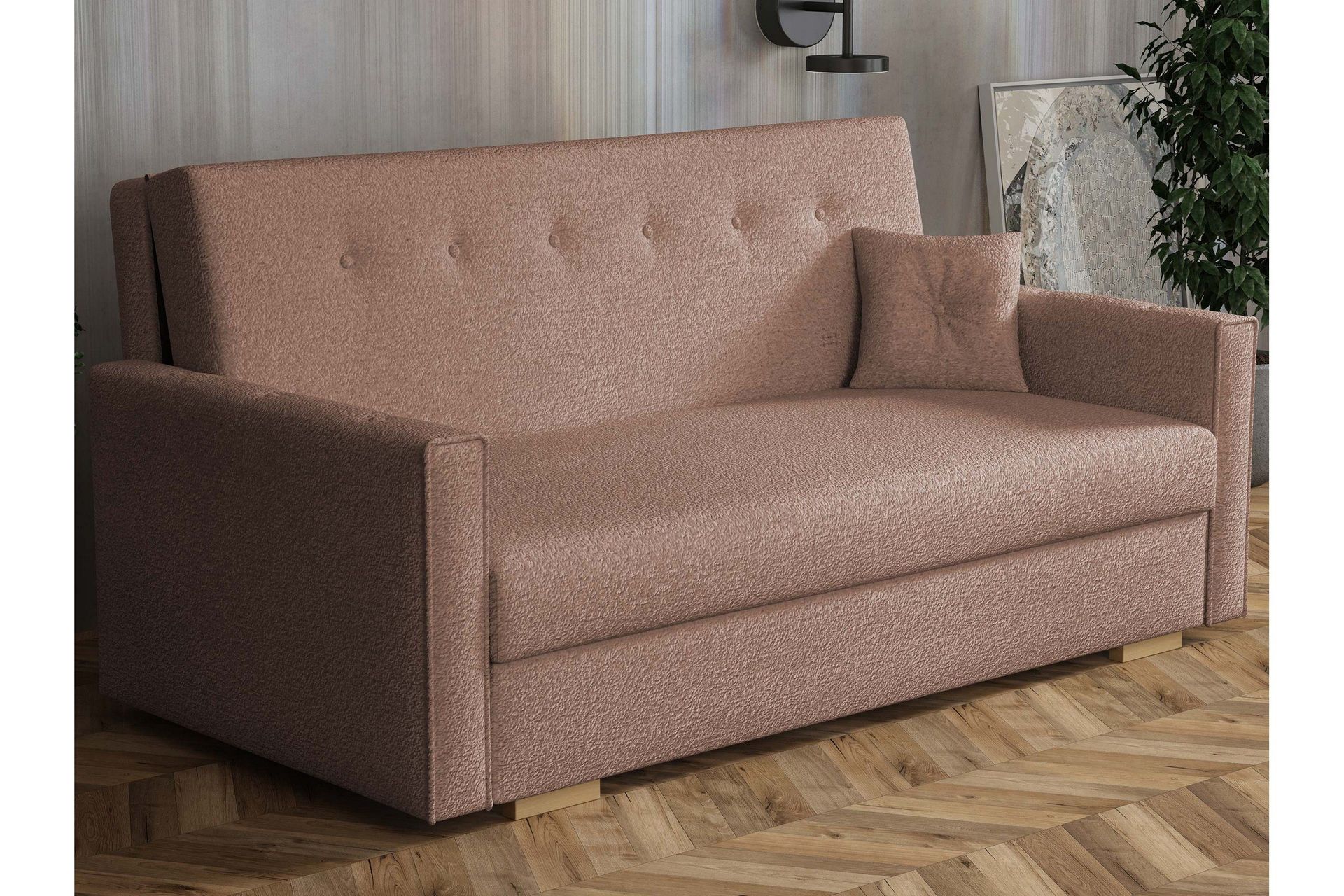ajiz bäddsoffa 3-sits i bouclé - rosa
