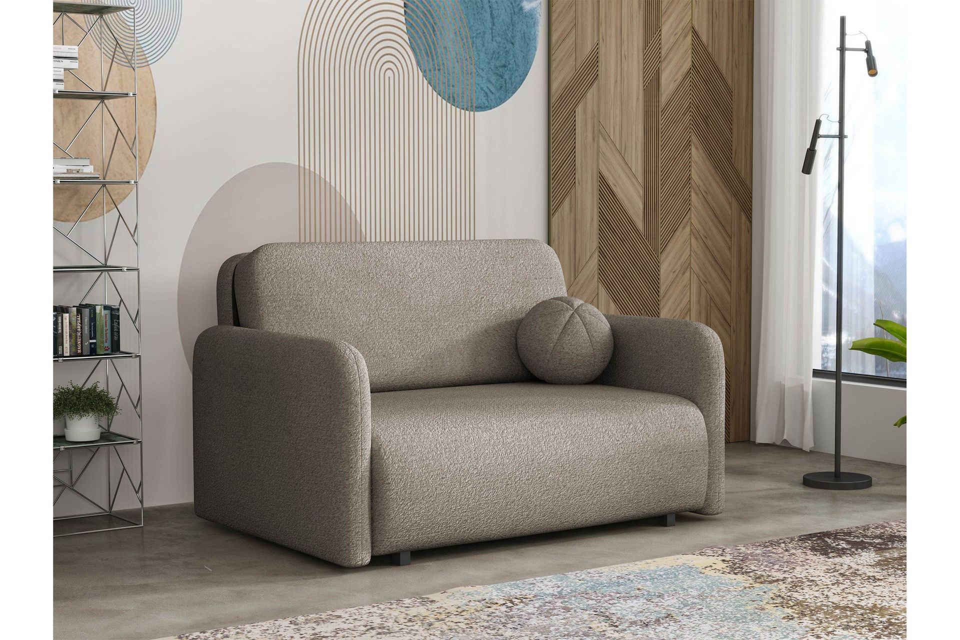 Ajmeri B&auml;ddsoffa 2-sits i Boucl&eacute; - Gr&aring;