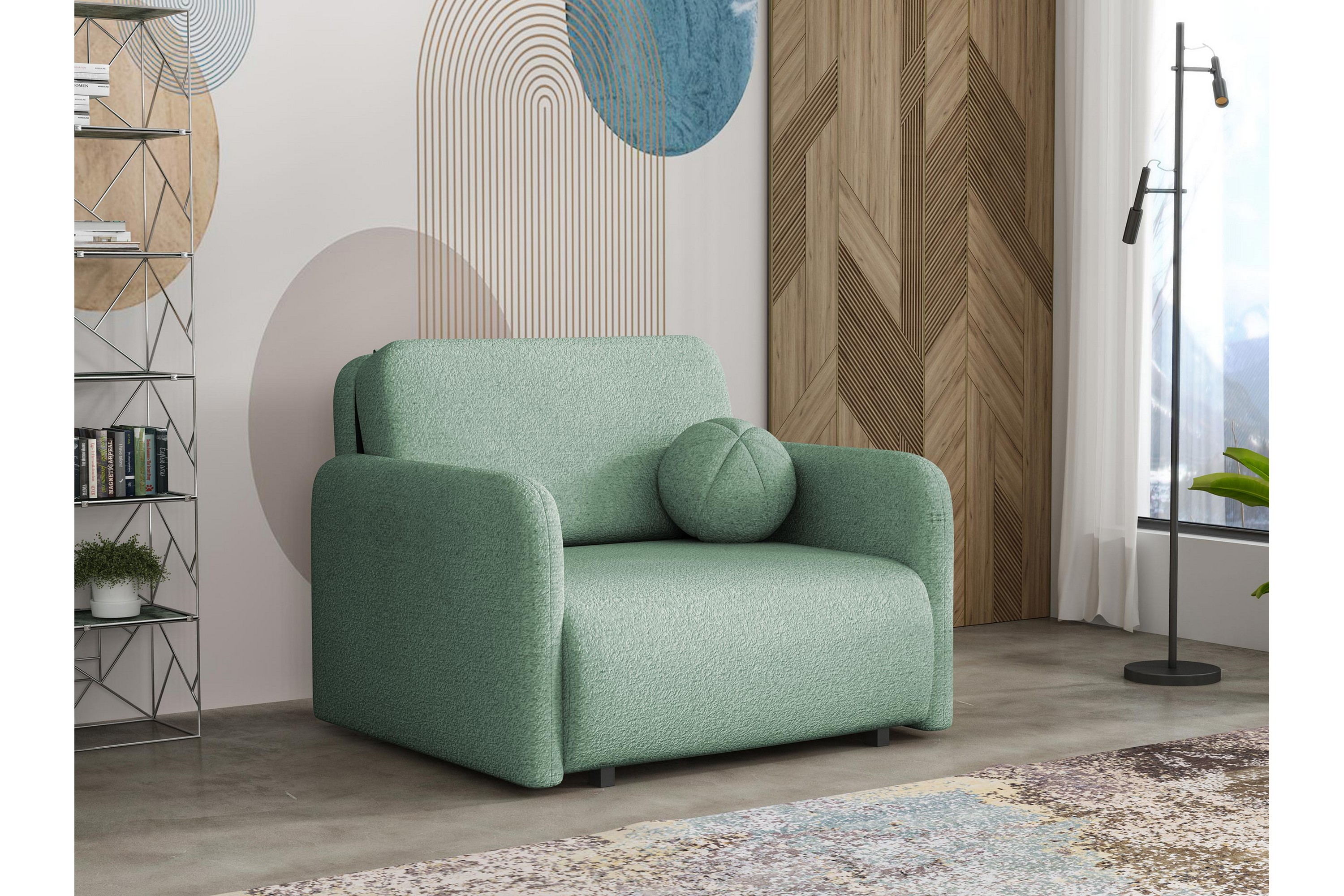 ajmeri bäddsoffa 2-sits i bouclé - grön