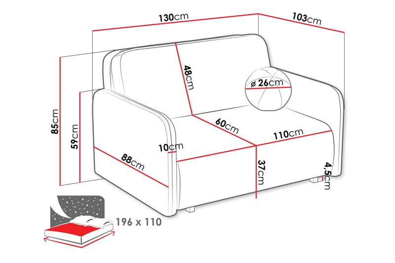 Ajmeri Bäddsoffa 2-sits i Bouclé - Rosa - Möbler - Vardagsrum - Bäddsoffor
